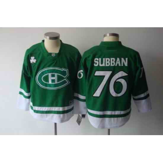 2011 St Pattys Day Montreal Canadiens 76 SUBBAN Green Jerseys